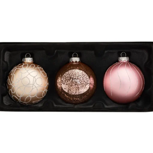 WeRChristmas Glass Baubles^Sweet Harmony Glass Baubles, 3 Pack, 10 Cm
