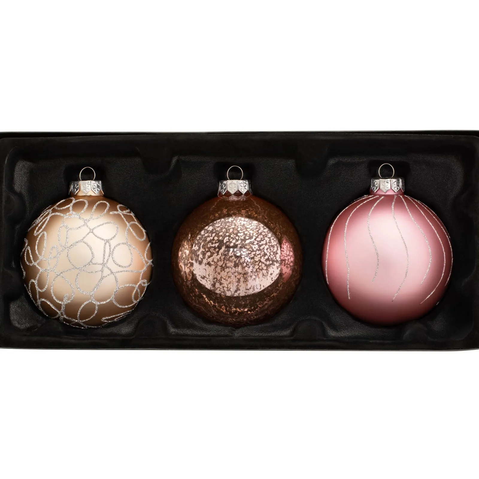 WeRChristmas Glass Baubles^Sweet Harmony Glass Baubles, 3 Pack, 10 Cm
