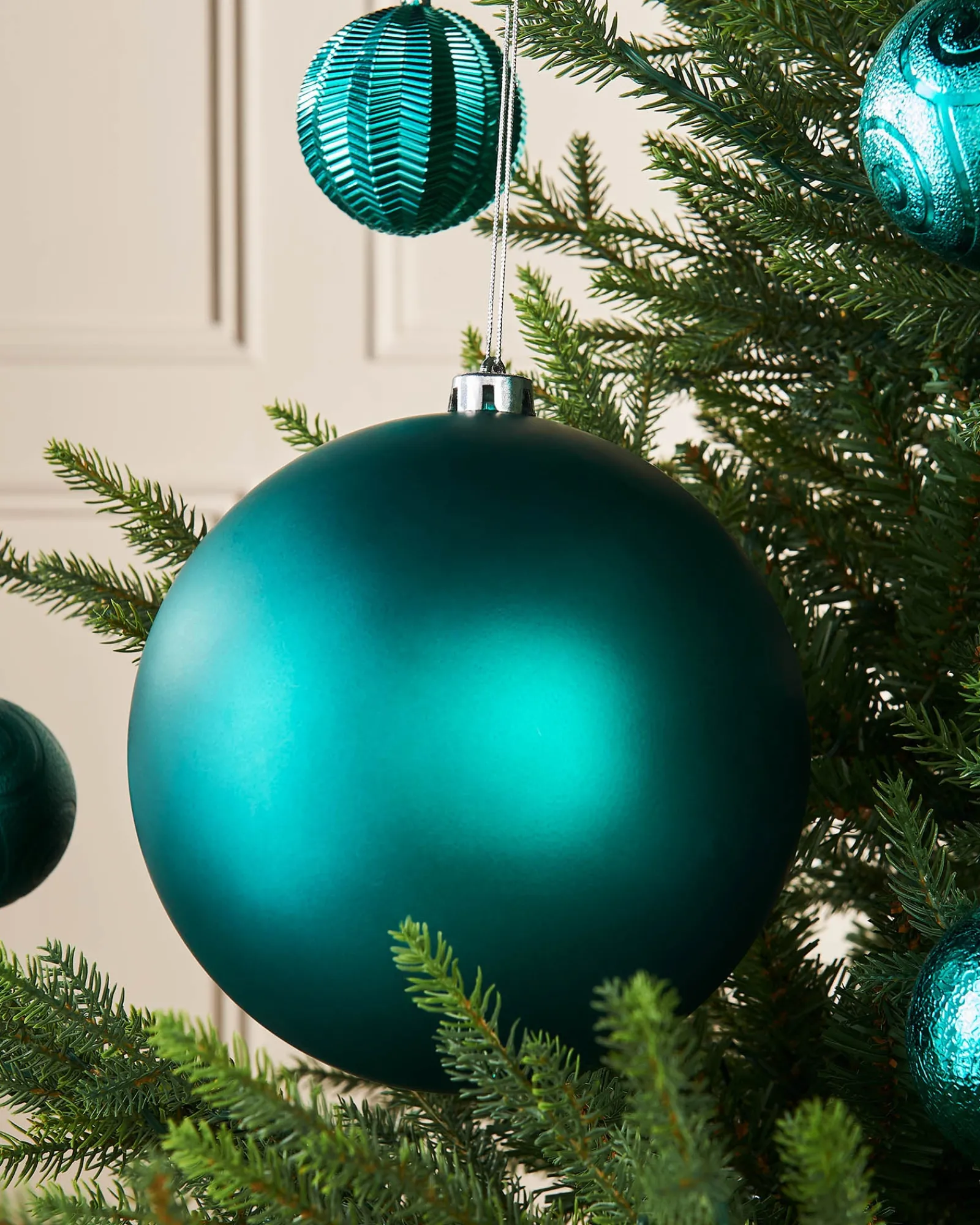 WeRChristmas Oversized Baubles|Shatterproof Baubles^Teal Large Matt Shatterproof Bauble, 20 Cm