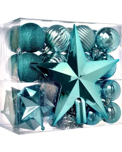 WeRChristmas Shatterproof Baubles^Teal Shatterproof Baubles Set, 42 Pack