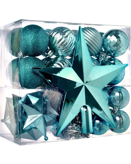 WeRChristmas Shatterproof Baubles^Teal Shatterproof Baubles Set, 42 Pack