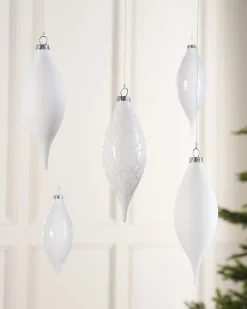 WeRChristmas Glass Baubles^White Glass Baubles, 5 Pack, 15 Cm