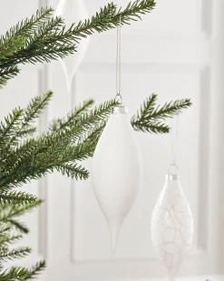 WeRChristmas Glass Baubles^White Glass Baubles, 5 Pack, 15 Cm