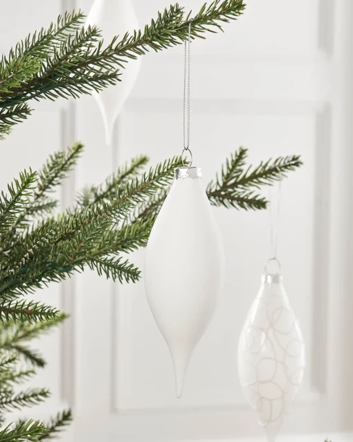 WeRChristmas Glass Baubles^White Glass Baubles, 5 Pack, 15 Cm