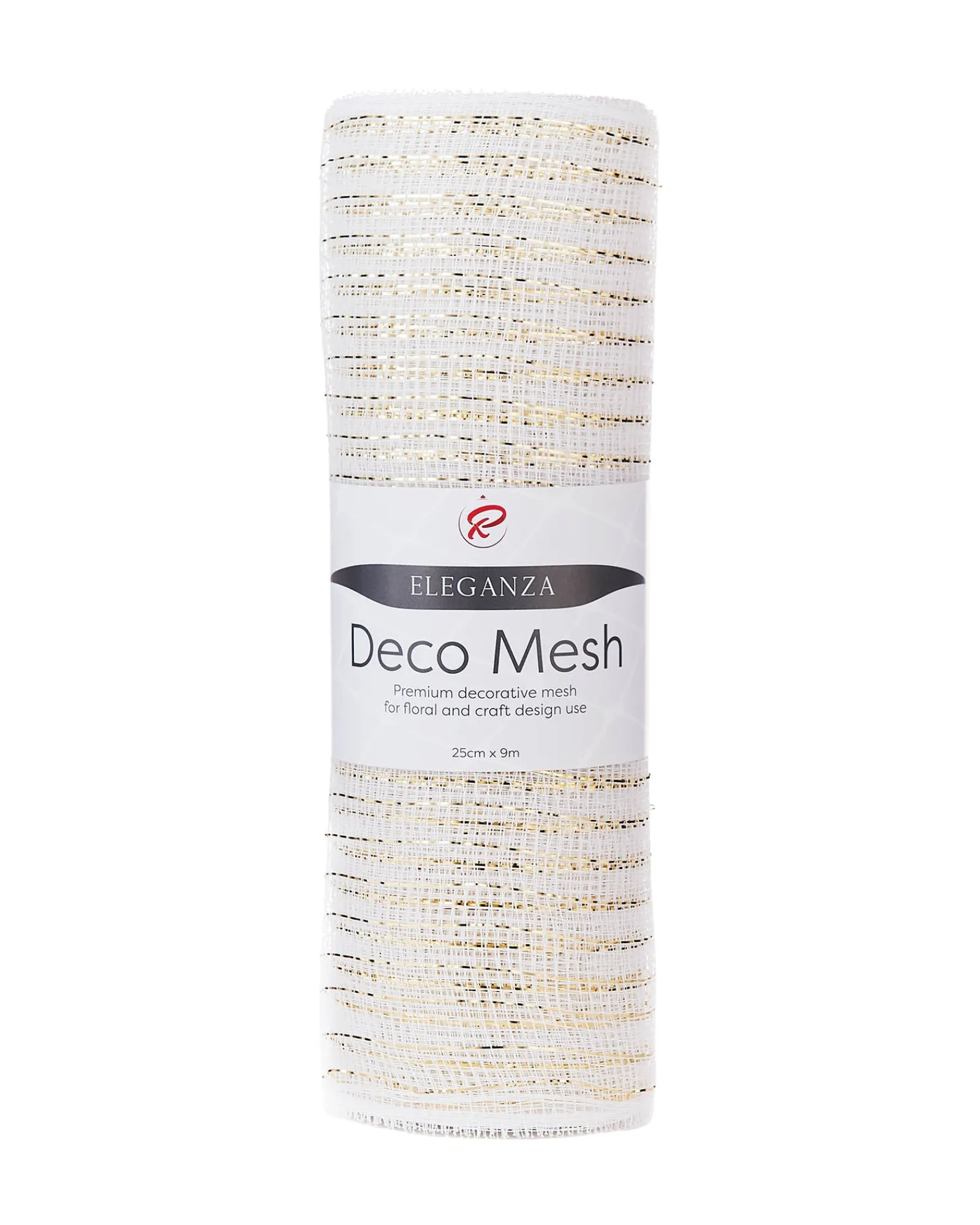 WeRChristmas Deco Mesh^White Mesh With Pale Gold Foil, 9 M