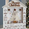 WeRChristmas Novelty|Table Decorations^Wooden House Advent Calendar Christmas Decoration, 37cm, Beige